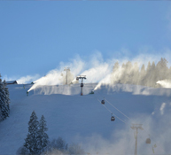 Snowmaking on a hill